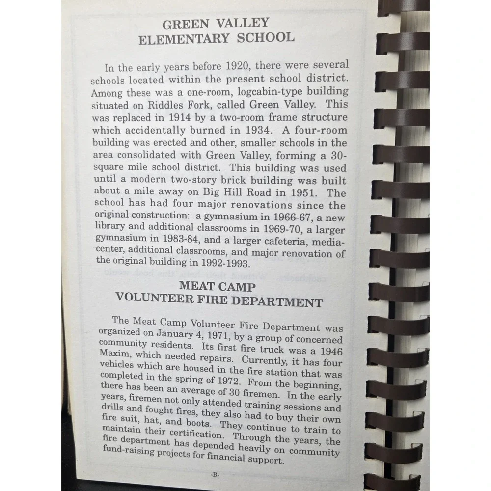 Green Valley Elementary Meat Camp Volunteer Fire Department Cookbook Boone, NC